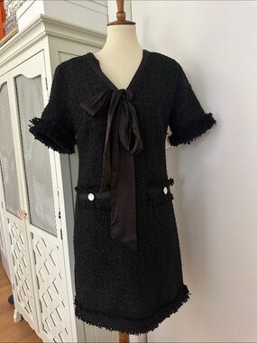Alexia Admor Black Tweed Fringe Dress